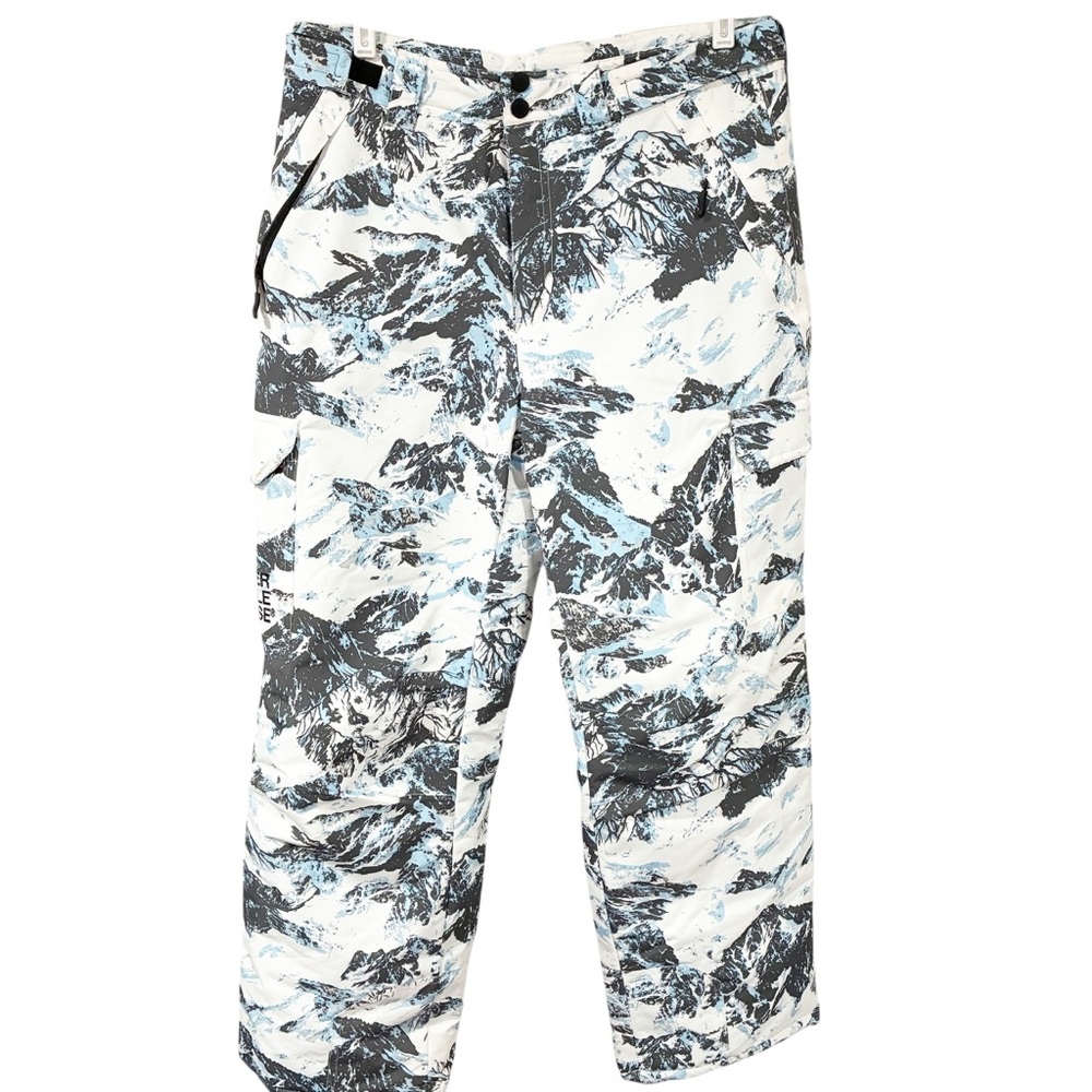 Super Triple Goose Blue and White Camo Pants Snow Nylon Size Medium